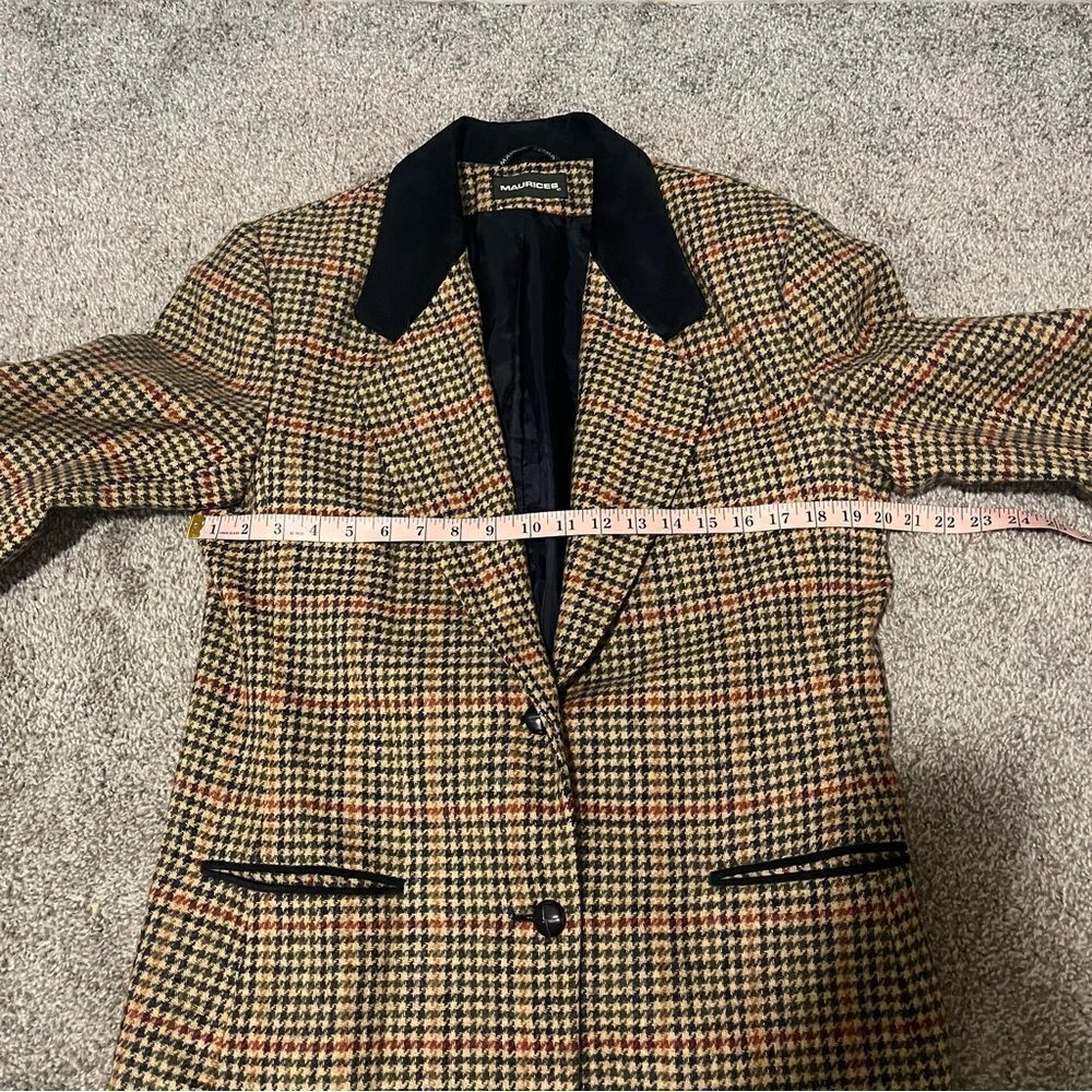 Vintage Maurice’s Houndstooth Suede Accent Blazer Large - Picture 10 of 11